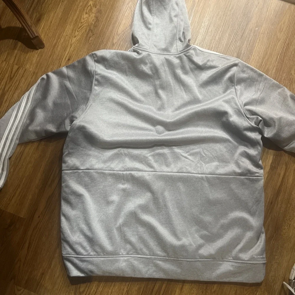 NWT Adidas Sweater‎ Mens 2XL Gray Full Zip Sweatshirt Stretch Hooded Athletic
